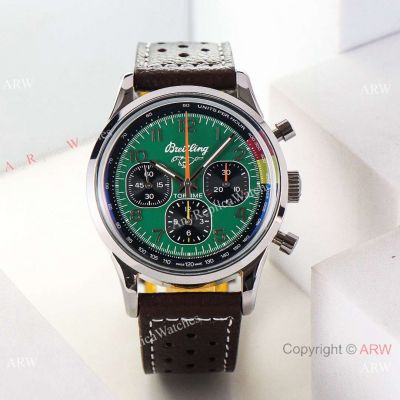 Swiss Made Breitling Top Time Ford Mustang Green Arabic Men's Watch